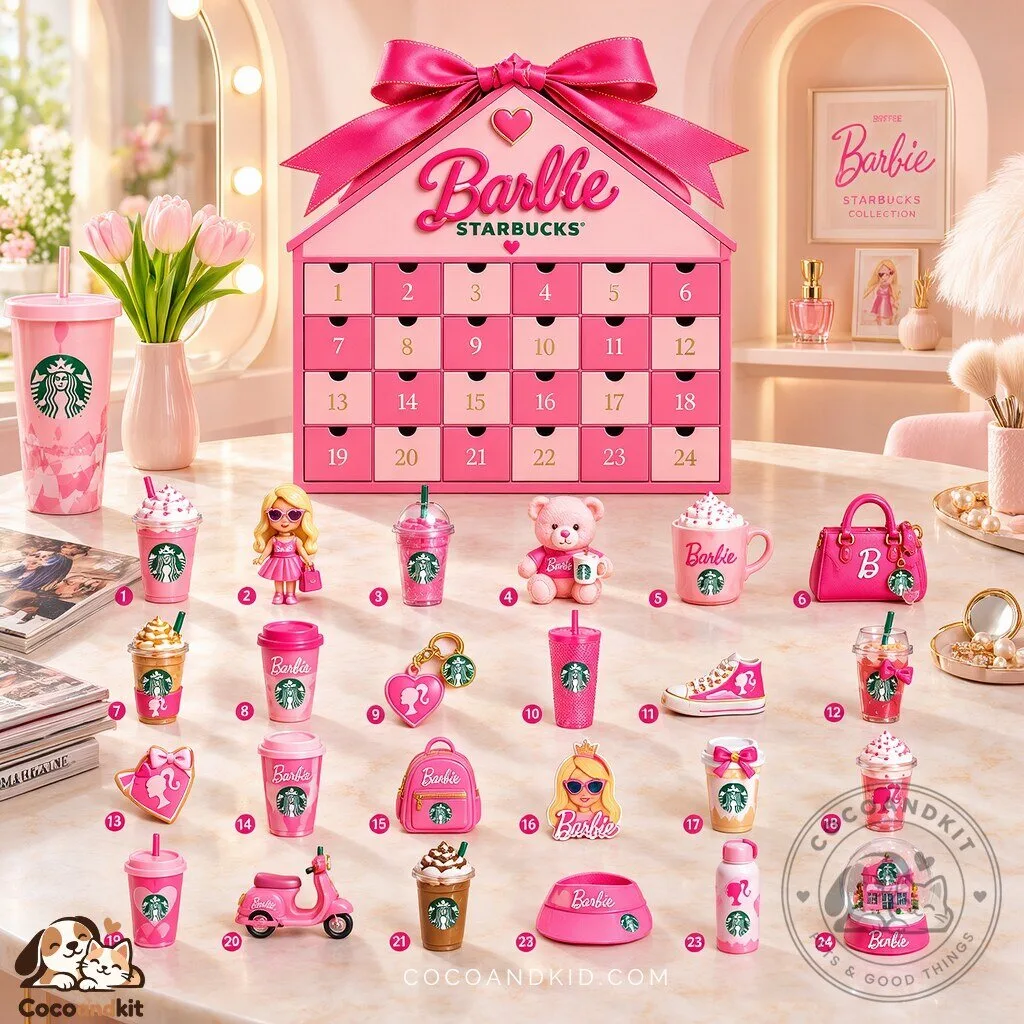 Starbucks x Barbie 2026 Advent Calendar 24-Piece Set - Coco & Kit ...